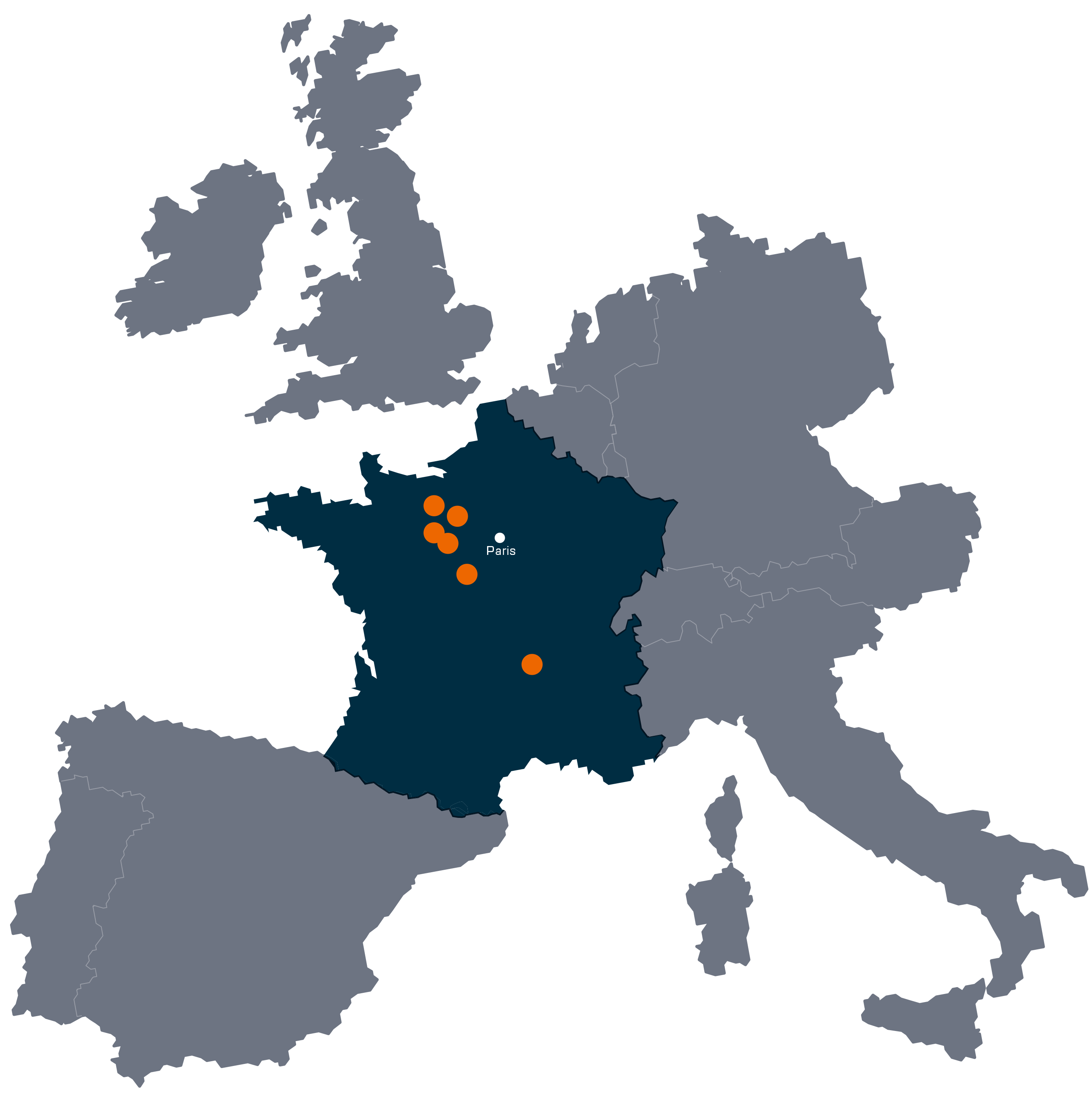 Carte des implantations des usines Artub en France